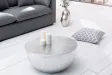 Table basse design ronde de 70cm coloris argenté en aluminium