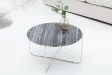 Table basse design en marbre coloris gris avec piétement en métal argenté