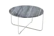 Table basse design en marbre coloris gris avec piétement en métal argenté