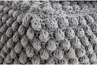 Pouf design tricoté de 55cm coloris gris en coton