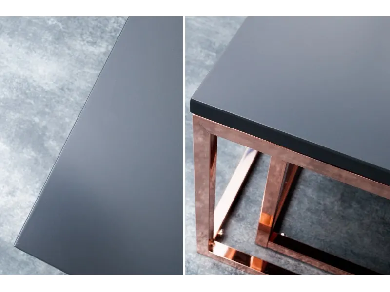 Ensemble de 2 tables basses design coloris anthracite et cuivre