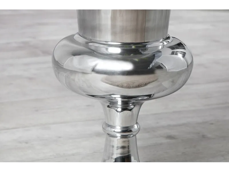 Vase décoratif coloris argenté en métal-aluminium