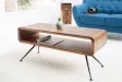 Table basse design rétro de 100cm coloris naturel en bois massif avec une niche