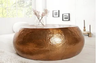 Table basse 80 cm ronde en aluminium coloris cuivre 2