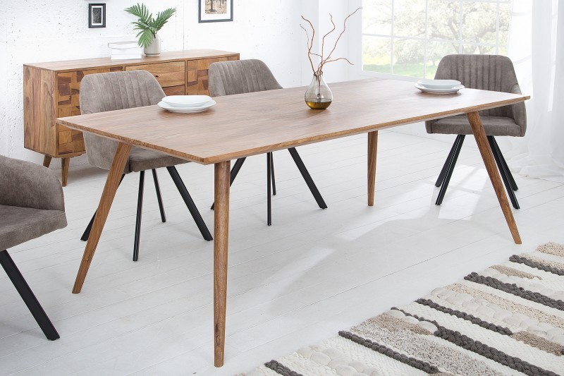 Table à manger design scandinave de 200cm coloris naturel en bois massif