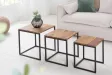 Lot de 3 tables à manger moderne en bois massif et métal coloris naturel et noir