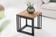 Lot de 3 tables à manger moderne en bois massif et métal coloris naturel et noir