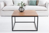 Table de salon contemporaine de 70cm en bois massif et métal coloris naturel et noir