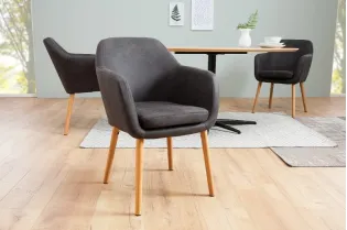 Chaise contemporaine de salle à manger coloris gris vintage en microfibre