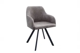 Chaise de salle à manger design vintage de couleur gris taupe en microfibre 2