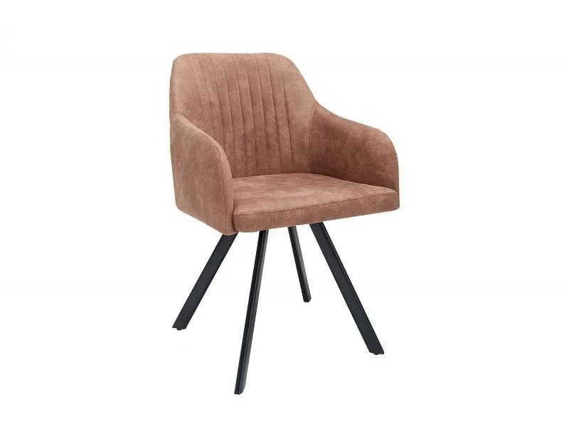 Chaise de salle à manger design vintage de couleur brun en microfibre