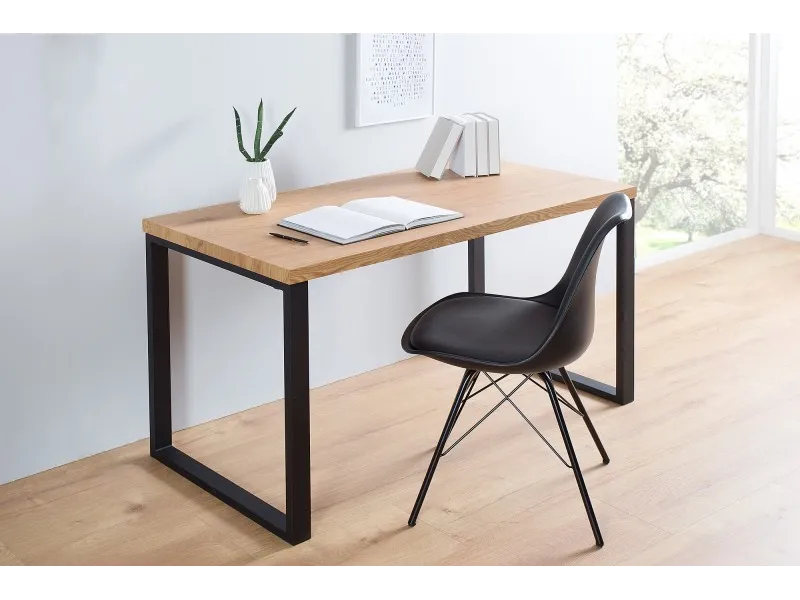 Table de bureau de 120x60 cm coloris naturel et noir