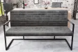 Banc design coloris gris antique en microfibre avec piétement en métal