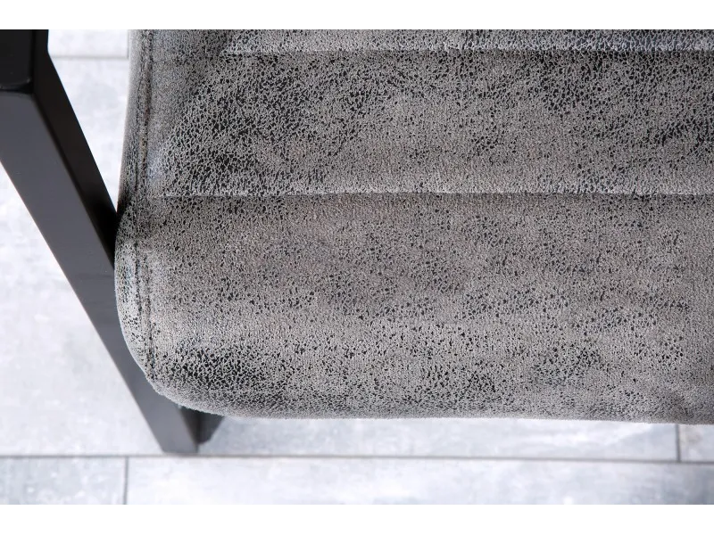 Banc design coloris gris antique en microfibre avec piétement en métal