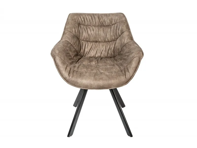 Lot de 2 Chaises design scandinave de salle à manger coloris taupe en microfibre avec piétement en métal