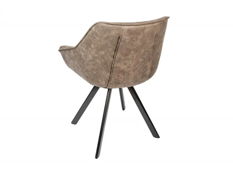 Lot de 2 Chaises design scandinave de salle à manger coloris taupe en microfibre avec piétement en métal