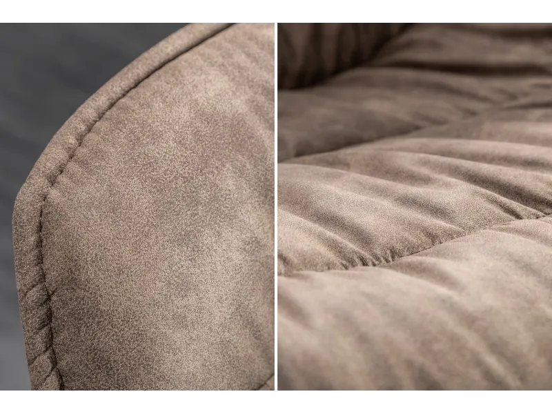 Lot de 2 Chaises design scandinave de salle à manger coloris taupe en microfibre avec piétement en métal