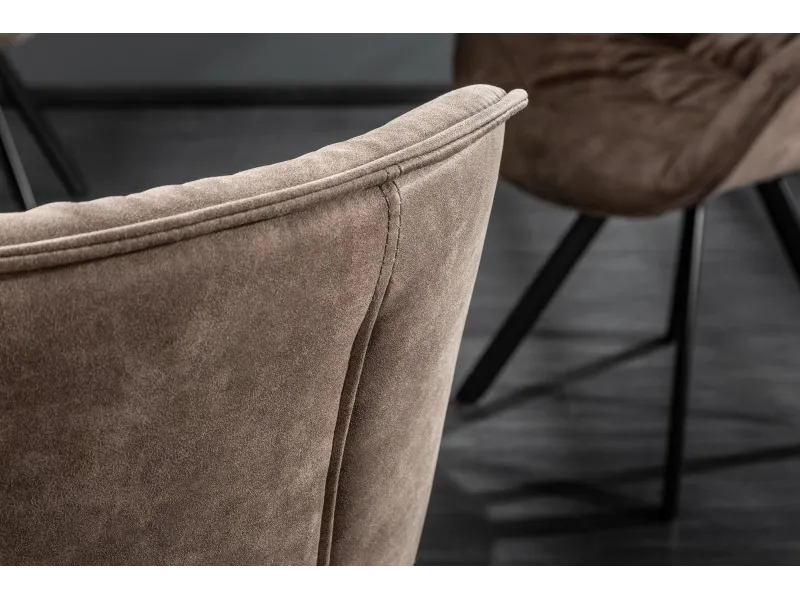 Lot de 2 Chaises design scandinave de salle à manger coloris taupe en microfibre avec piétement en métal