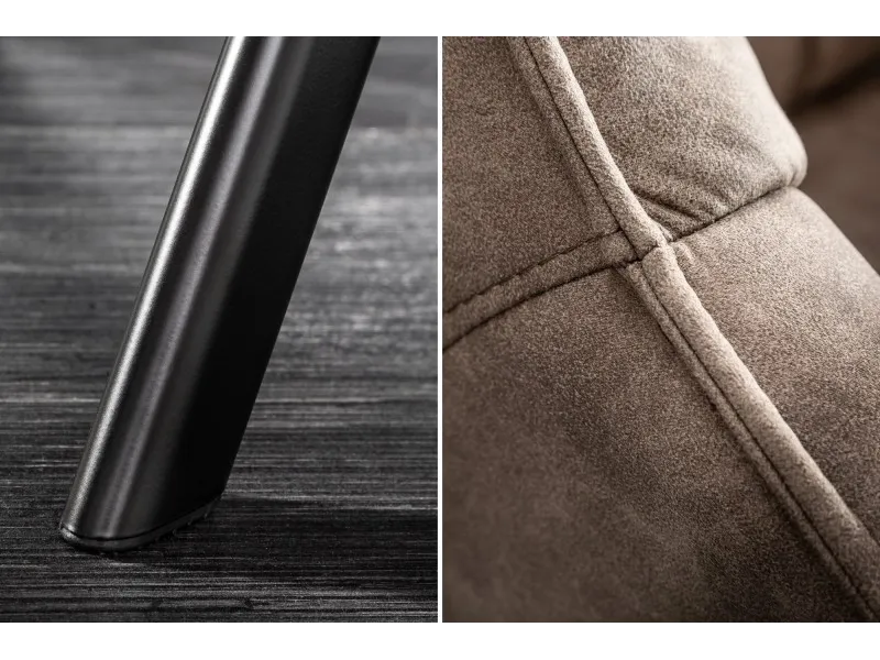 Lot de 2 Chaises design scandinave de salle à manger coloris taupe en microfibre avec piétement en métal