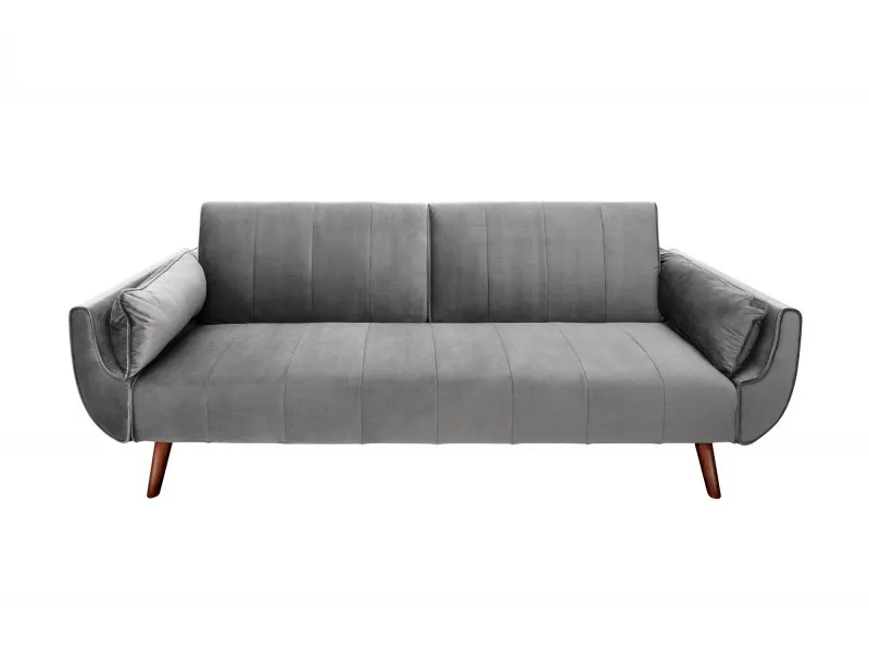 Canapé convertible design scandinave coloris gris argenté en velours