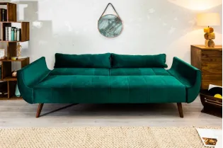 Canapé convertible design scandinave coloris vert en velours 2