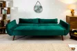 Canapé convertible design scandinave coloris vert en velours