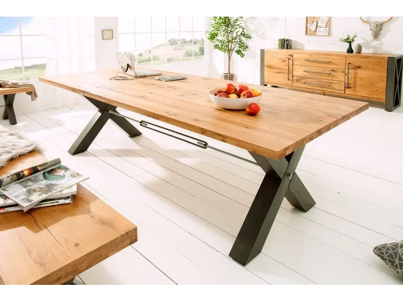 Table à manger design Thor 200 cm en chêne sauvage 55mm