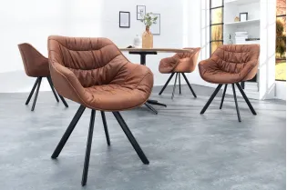 Chaise coloris marron en microfibre avec piétement en métal 2