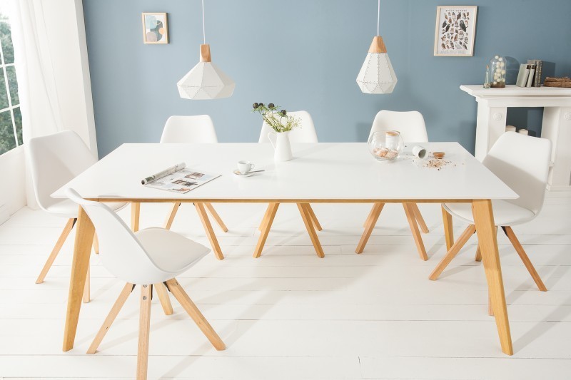 Table à manger design Scandinave 160cm avec plateau coloris blanc