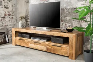 Meuble TV design industriel 170 cm en bois massif