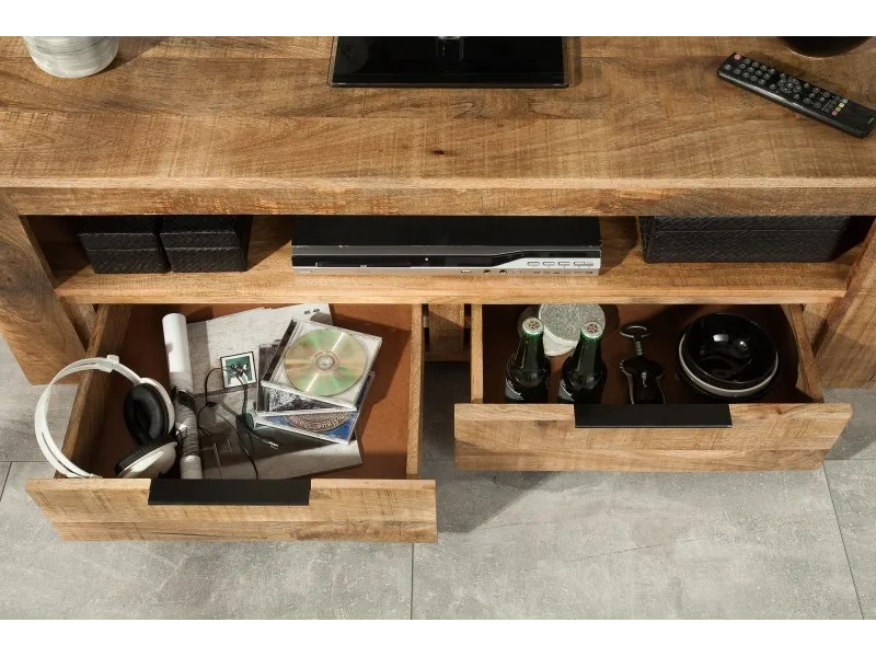 Meuble TV design industriel 130 cm en bois massif