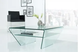 Table basse contemporaine en verre 70cm avec étagère transparente 2