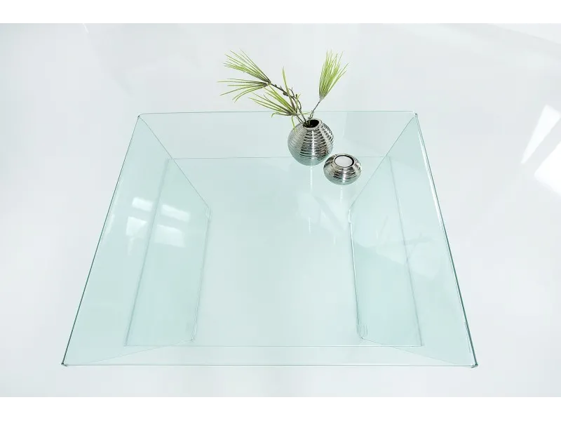 Table basse contemporaine en verre 70cm avec étagère transparente