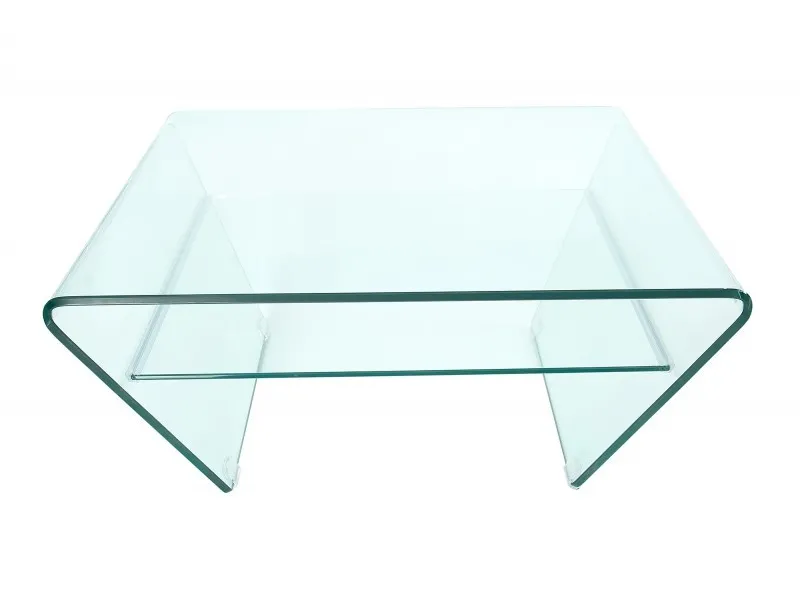 Table basse contemporaine en verre 70cm avec étagère transparente