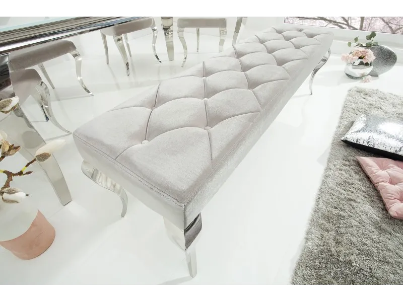 Banquette design BAROQUE 172cm en velours et acier inoxydable