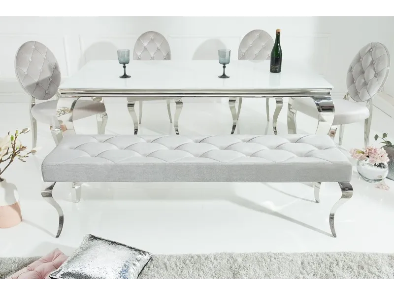 Banquette design BAROQUE 172cm en velours et acier inoxydable