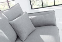 Grand canapé 3 places  215cm housse amovible en lin gris