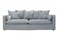 Grand canapé 3 places  215cm housse amovible en lin gris