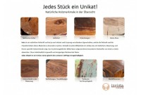 Table basse de style industriel en bois massif naturel avec piétement en métal noir