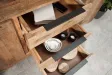 Bahut design industriel de couleur naturelle en bois massif à 2 portes et 3 tiroirs