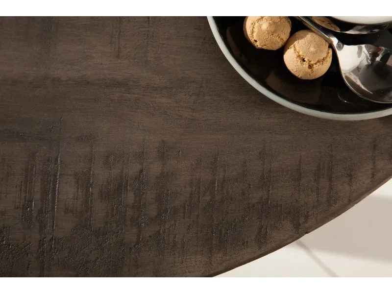 Table à manger 80cm haute de style industriel coloris gris en bois massif et métal