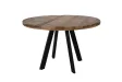 Table à manger design rond de 120 cm coloris naturel et noir en bois massif et métal