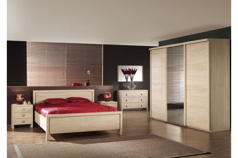 Chambre à coucher contemporaine avec lit 140x200 cm