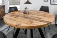 Table à manger design rond de 120 cm coloris naturel et noir en bois massif et métal