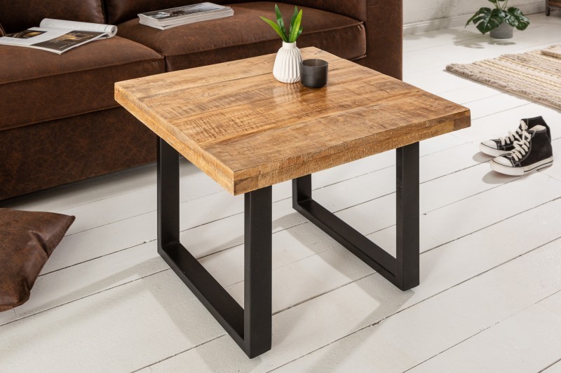 Table basse carrée en bois massif 60cm coloris naturel