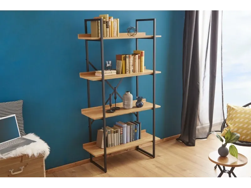 Etagère design industriel en bois coloris naturel