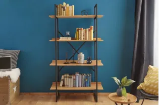 Etagère design industriel en bois coloris naturel 2