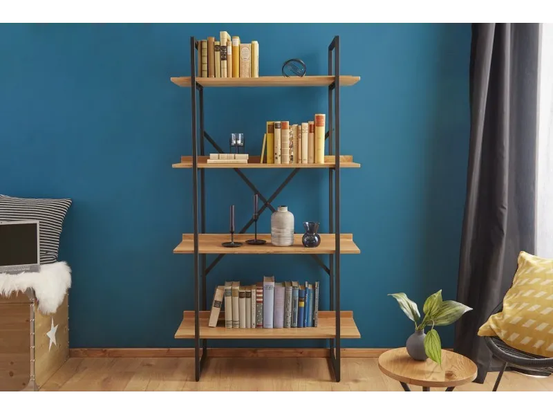 Etagère design industriel en bois coloris naturel