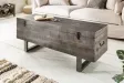 Banc coffre de 115cm en bois massif coloris gris