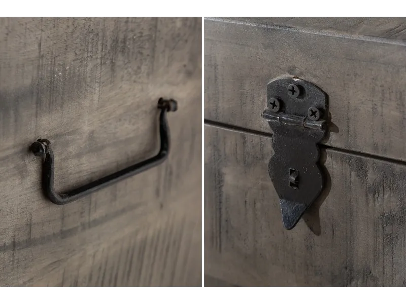 Banc coffre de 115cm en bois massif coloris gris